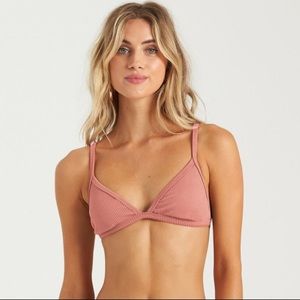 Ribbed triangle billabong pink bikini top